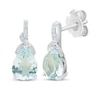 Thumbnail Image 1 of Pear-Shaped Aquamarine & White Lab-Created Sapphire Drop Earrings Sterling Silver