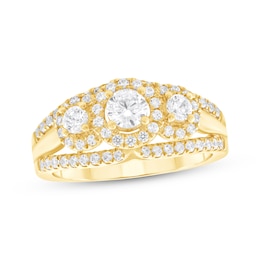 Adore Round-Cut Diamond Three-Stone Engagement Ring 1 ct tw 14K Yellow Gold