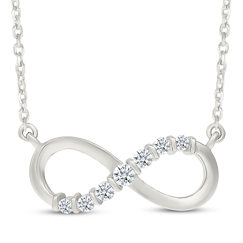 Main Image 1 of Diamond Infinity Necklace 1/6 ct tw Sterling Silver 18&quot;