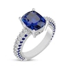 Thumbnail Image 2 of Cushion-Cut Blue Lab-Created Sapphire & White Lab-Created Sapphire Ring Sterling Silver