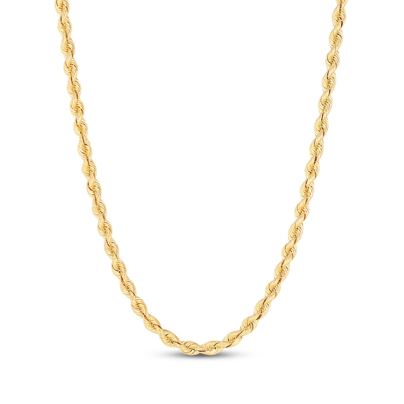 Main Image 1 of Semi-Solid Silk Rope Chain Necklace 3mm 18K Yellow Gold 18&quot;