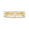 Thumbnail Image 3 of Princess & Round-Cut Diamond Three-Row Ring 1/6 ct tw 10K Yellow Gold