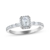 Thumbnail Image 1 of Emerald-Cut Diamond Halo Engagement Ring 3/4 ct tw 10K White Gold