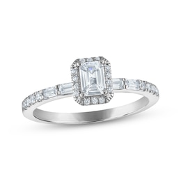 Adore Emerald-Cut Diamond Halo Engagement Ring 3/4 ct tw 10K White Gold