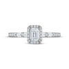 Thumbnail Image 3 of Emerald-Cut Diamond Halo Engagement Ring 3/4 ct tw 10K White Gold