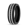 Thumbnail Image 2 of Men's Square-Cut Black Natural Sapphire Wedding Band Stainless Steel & Tungsten Carbide 8mm