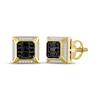 Thumbnail Image 1 of Men's Black & White Multi-Diamond Square Stud Earrings 1/2 ct tw 10K Yellow Gold