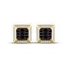 Thumbnail Image 2 of Men's Black & White Multi-Diamond Square Stud Earrings 1/2 ct tw 10K Yellow Gold