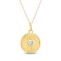 Starburst Medallion Necklace 14K Yellow Gold 18&quot;