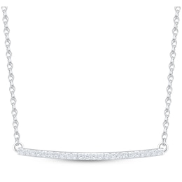 Diamond Curved Bar Necklace 1/10 ct tw Sterling Silver 18&quot;