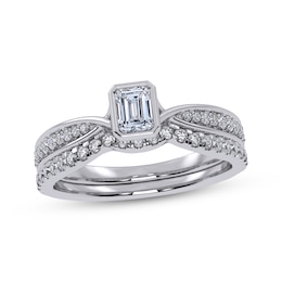 Adore Emerald-Cut Diamond Bezel-Set Bridal Set 1/2 ct tw 14K White Gold