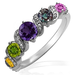 Round S-Curve Birthstone Ring (5 Stones)