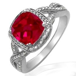 Halo Cushion Birthstone Twisted Shank Ring (1 Stone)