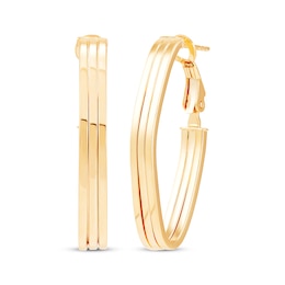 Polished Angled Hoop Earrings 14K Yellow Gold 36mm