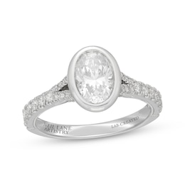 Neil Lane Artistry Oval-Cut Lab-Grown Diamond Bezel-Set Engagement Ring 1-1/2 ct tw 14K White Gold