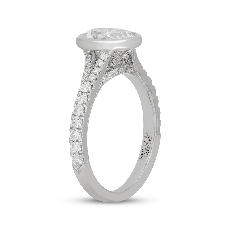 Main Image 2 of Neil Lane Artistry Oval-Cut Lab-Grown Diamond Bezel-Set Engagement Ring 1-1/2 ct tw 14K White Gold