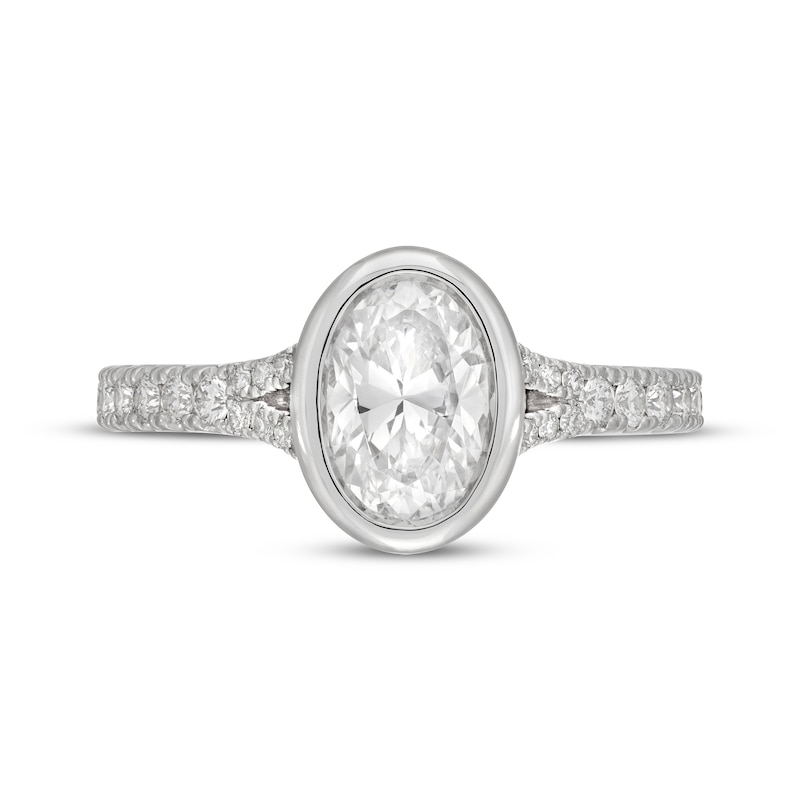 Main Image 3 of Neil Lane Artistry Oval-Cut Lab-Grown Diamond Bezel-Set Engagement Ring 1-1/2 ct tw 14K White Gold