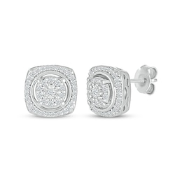 Diamond Cushion-Shaped Stud Earrings 1/4 ct tw Sterling Silver