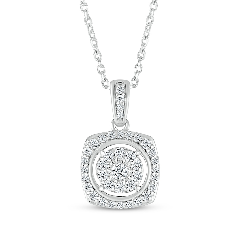 Main Image 1 of Diamond Cushion-Shaped Necklace 1/4 ct tw Sterling Silver 18&quot;