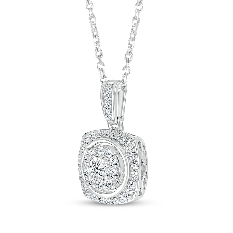 Main Image 2 of Diamond Cushion-Shaped Necklace 1/4 ct tw Sterling Silver 18&quot;