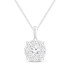 Thumbnail Image 0 of Multi-Diamond Halo Necklace 1 ct tw 14K White Gold 19"