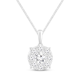 Multi-Diamond Halo Necklace 1 ct tw 14K White Gold 19&quot;