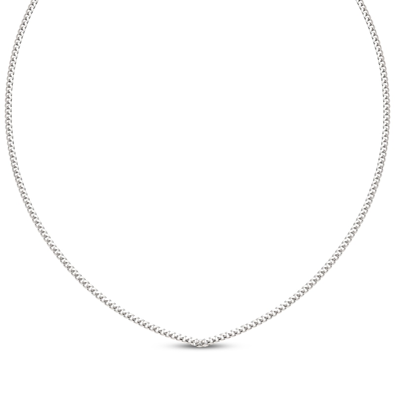 Main Image 1 of Solid Miami Cuban Curb Chain Necklace 2.64mm 14K White Gold 20&quot;