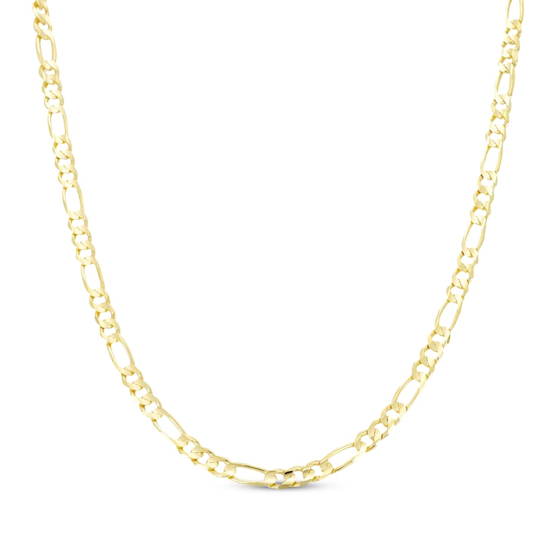 Solid Figaro Chain Necklace 4mm 14K Yellow Gold 24"