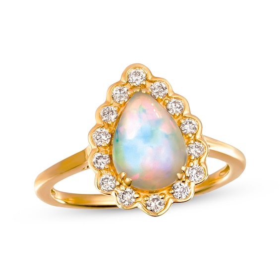 Le Vian Pear-Shaped Opal Ring 1/3 ct tw Diamonds 14K Honey Gold
