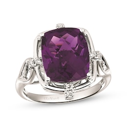 Le Vian Cushion-Cut Amethyst Ring 1/6 ct tw Diamonds 14K Vanilla Gold