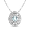 Thumbnail Image 0 of Aquamarine & White Lab-Created Sapphire Swirl Halo Necklace Sterling Silver 18"