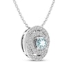 Thumbnail Image 1 of Aquamarine & White Lab-Created Sapphire Swirl Halo Necklace Sterling Silver 18"