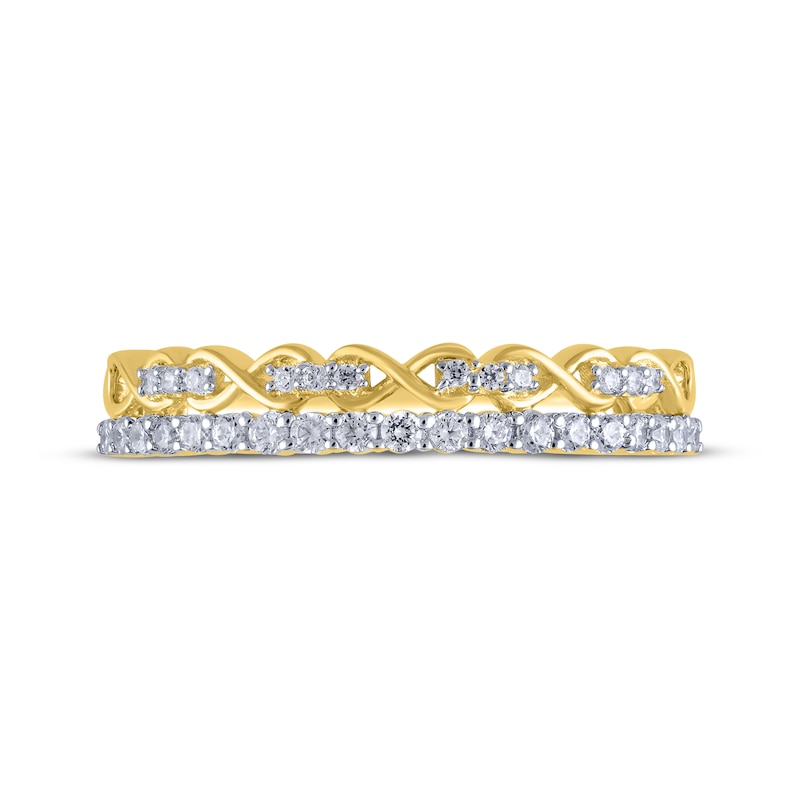 Main Image 3 of Diamond Infinity Two-Row Anniversary Ring 1/4 ct tw 14K Yellow Gold