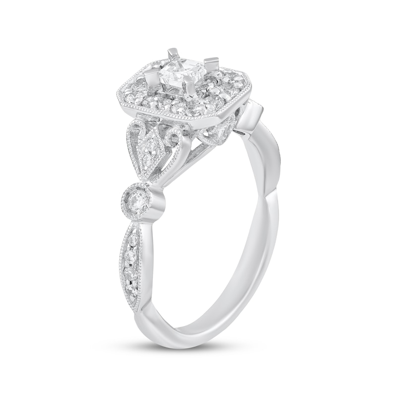 Main Image 2 of Princess-Cut Diamond Vintage-Inspired Engagement Ring 5/8 ct tw 14K White Gold