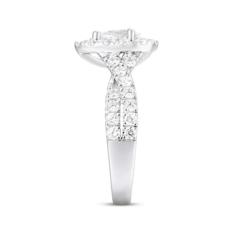 Main Image 2 of Pear-Shaped Diamond Halo Engagement Ring 1-1/2 ct tw 18K White Gold