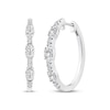 Thumbnail Image 0 of Memories, Moments, Magic Oval-Cut Lab-Grown Diamond Three-Stone Hoop Earrings 1-1/2 ct tw 14K White Gold