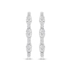 Thumbnail Image 1 of Memories, Moments, Magic Oval-Cut Lab-Grown Diamond Three-Stone Hoop Earrings 1-1/2 ct tw 14K White Gold