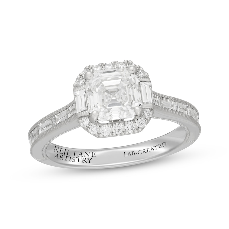 Neil Lane Artistry Heritage Square Emerald-Cut Lab-Created Diamond Engagement Ring 2-1/2 ct tw Platinum