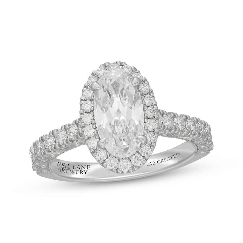 Main Image 1 of Neil Lane Artistry Heritage Oval-Cut Lab-Grown Diamond Halo Engagement Ring 2-1/3 ct tw Platinum