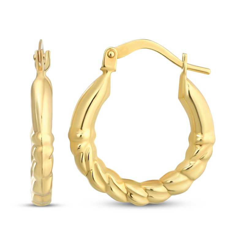 Main Image 1 of Twist Tapered Round Hoop Earrings 14K Yellow Gold 20mm