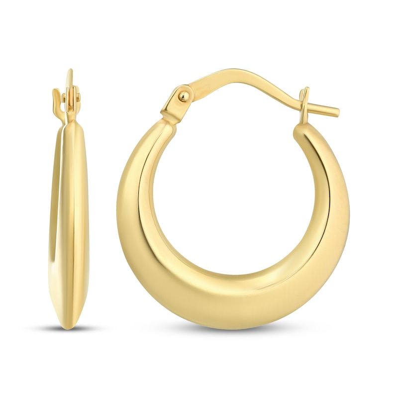 Main Image 1 of Tapered Round Knife-Edge Hoop Earrings 14K Yellow Gold 20mm