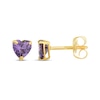 Thumbnail Image 1 of Children's Purple Cubic Zirconia Heart Solitaire Stud Earrings 14K Yellow Gold