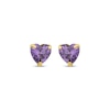 Thumbnail Image 2 of Children's Purple Cubic Zirconia Heart Solitaire Stud Earrings 14K Yellow Gold