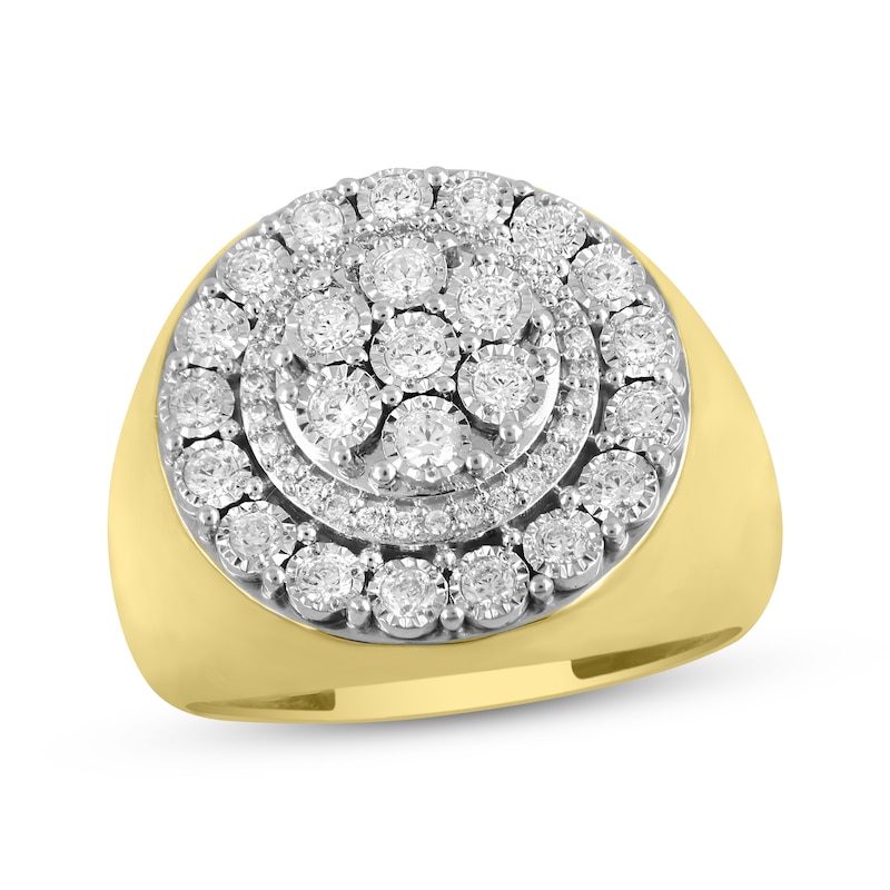 Main Image 1 of Men's Diamond Circle Ring 3/4 ct tw Round-cut 10K Yellow Gold