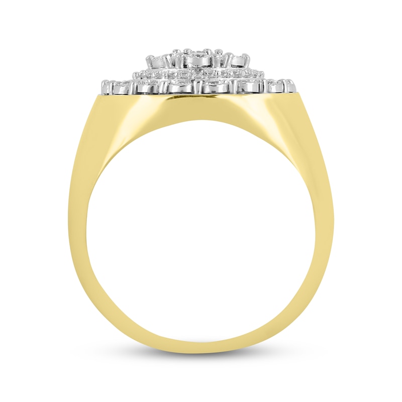 Main Image 3 of Men's Diamond Circle Ring 3/4 ct tw Round-cut 10K Yellow Gold