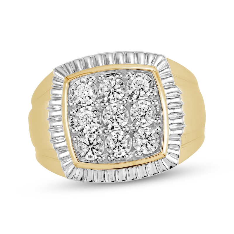 Main Image 1 of Men's Diamond Cushion Ring 1/2 ct tw Round-cut 10K Yellow Gold