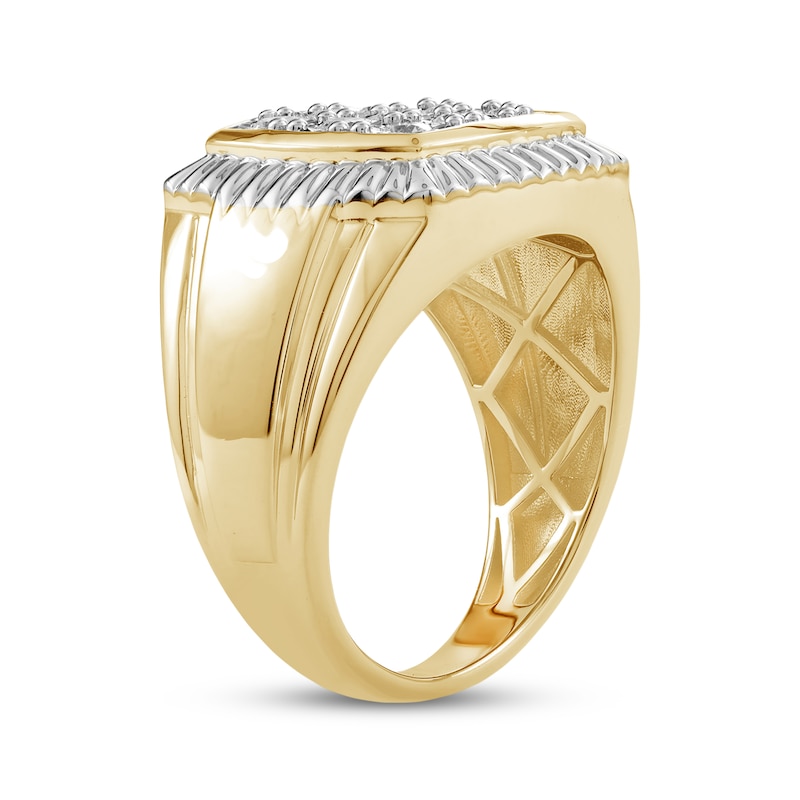 Main Image 2 of Men's Diamond Cushion Ring 1/2 ct tw Round-cut 10K Yellow Gold