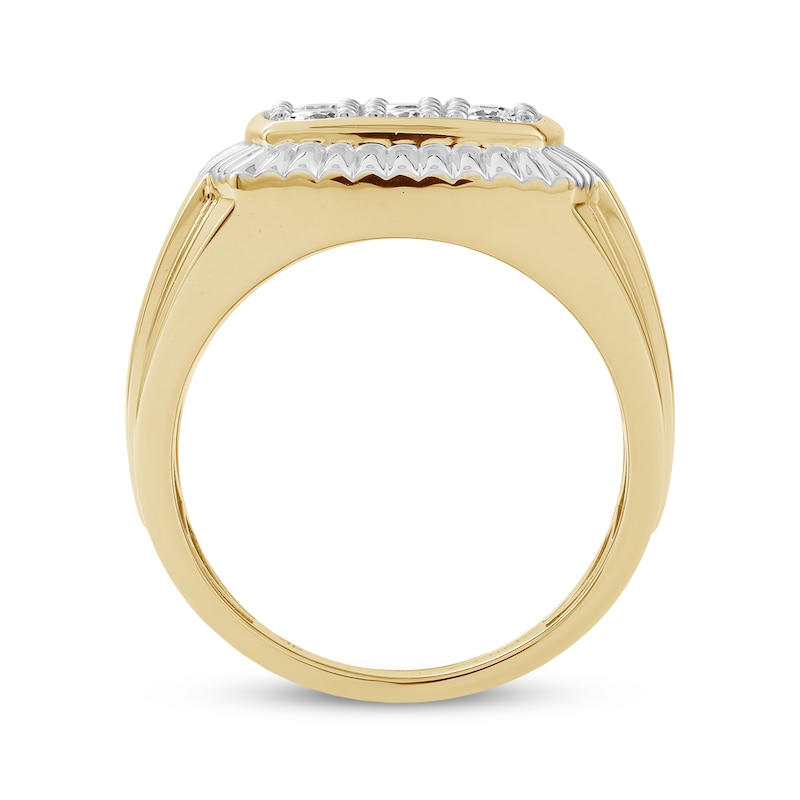 Main Image 3 of Men's Diamond Cushion Ring 1/2 ct tw Round-cut 10K Yellow Gold