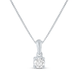 Diamond Solitaire Necklace 1/4 ct tw 14K White Gold 18&quot; (J/I1)