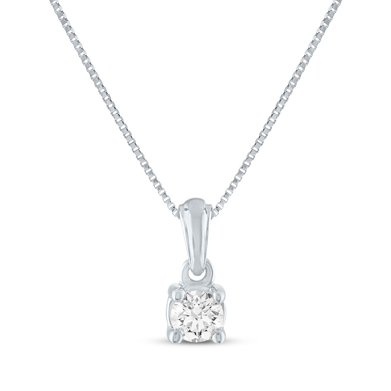 Main Image 1 of Diamond Solitaire Necklace 1/4 ct tw 14K White Gold 18&quot; (J/I1)